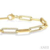 1 Ctw Round Cut Diamond Paperclip Bracelet in 10K Yellow Gold